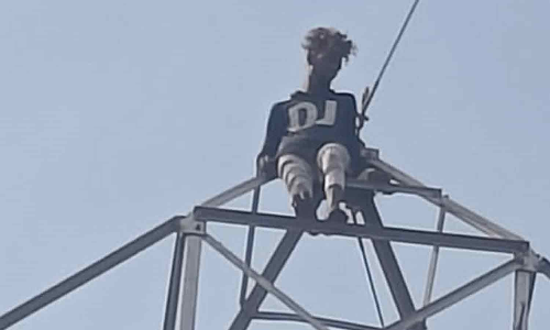 11-ம் வகுப்பு மாணவியை திருமணம் செய்து வைக்க கோரி உயர்மின் கோபுரத்தில் ஏறி வாலிபர் தற்கொலை மிரட்டல்