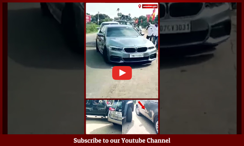 TVK Vijay |பொதுக்குழுவுக்கு வந்த விஜய் | பவுன்சர்கள் வாகனம் எதிரே வந்த வாகனத்தில் மோதியதால் பரபரப்பு